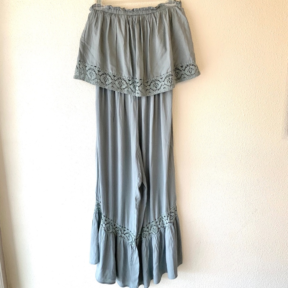 LIKE NEW! Boho Jumpsuit Rayon Green Size Medium